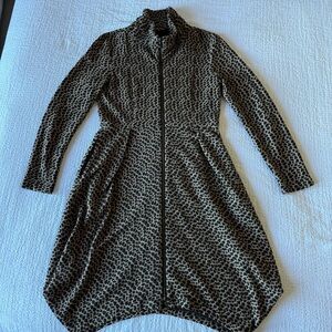 Samuel Dong Full Zip Balloon Coat/Dress Leopard Print‎